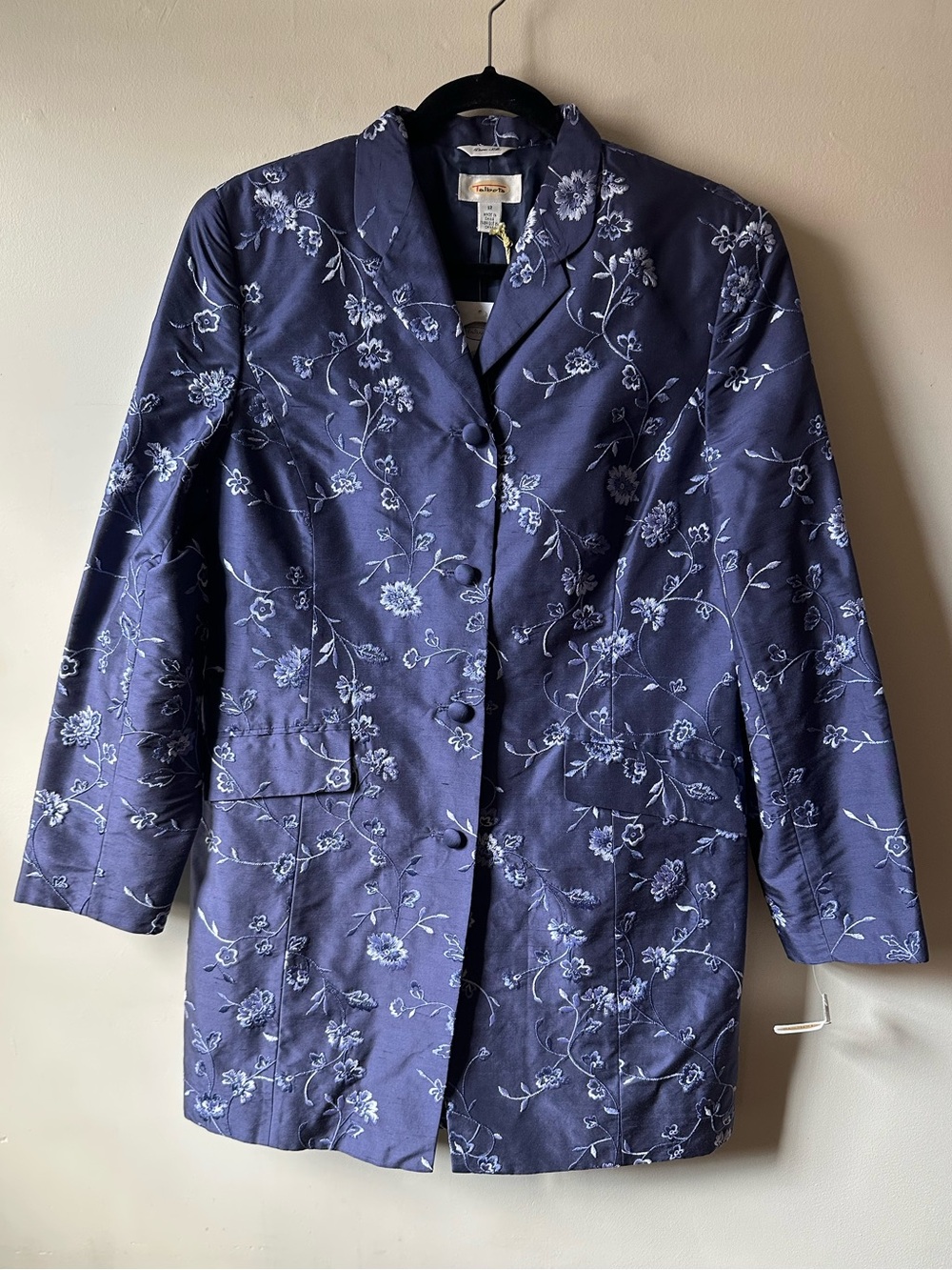 Purple Vintage 90s Talbots Silk Embroidered Floral Blazer